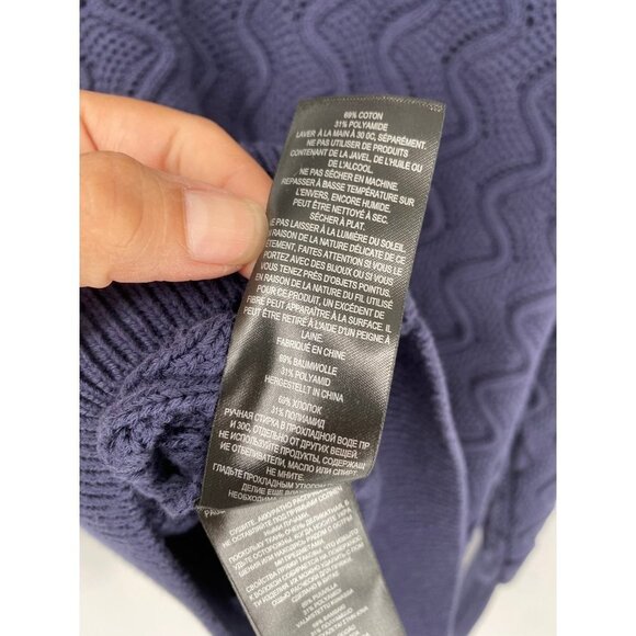 TED BAKER PUFF SLEEVE KNIT/CROCKET PULLOVER SWEATER COTTON SIZE 5 RIBBED CUFFED - Picture 6 of 6